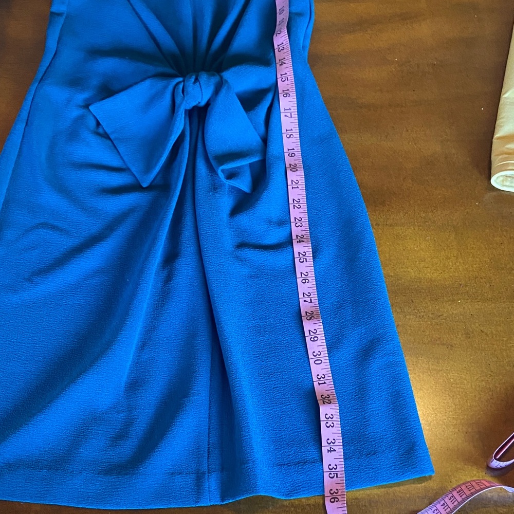 Bar III Teal Midi knot front cocktail dress - Picture 5 of 10